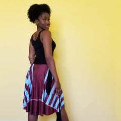 RedBlossom Stripe Wrap Skirt.  The full circle printed wrap skirt is designed to fill all the beautiful curves. Very comfy and unique style. One size skirt. by RedButterfly by Omaris