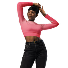 Goddess Pink Recycled Long Sleeve Crop Top