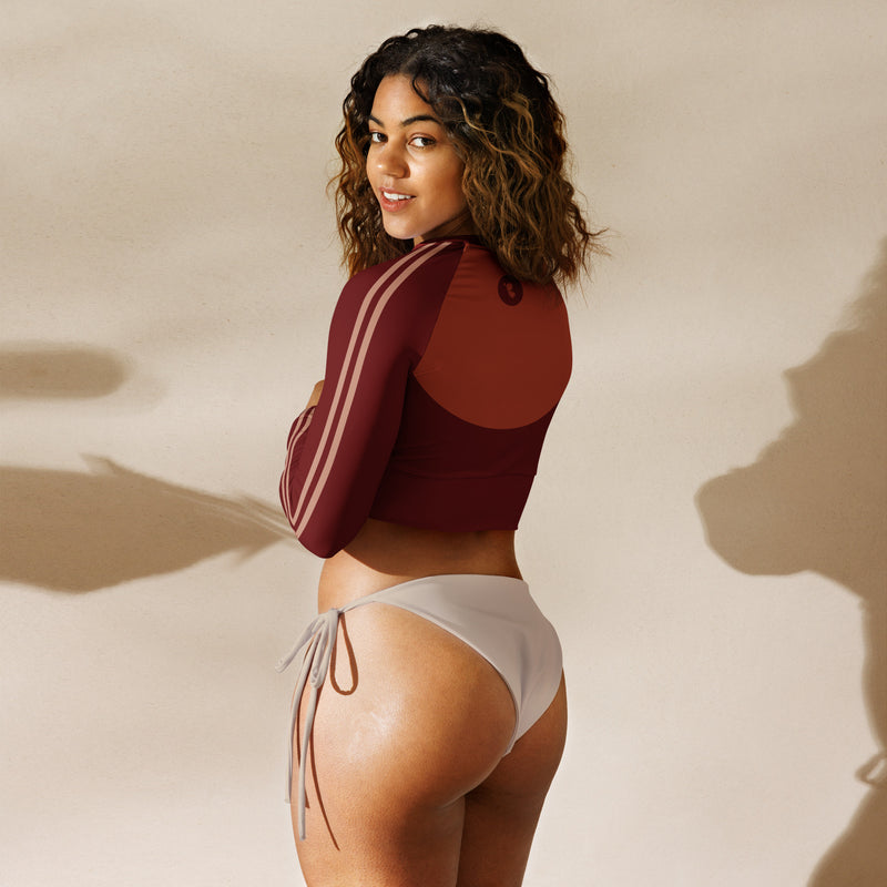 RedBlossom Brown Recycled Long-Sleeve Crop Top