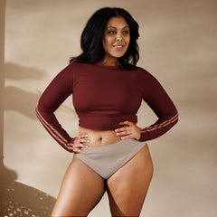 RedBlossom Brown Recycled Long-Sleeve Crop Top