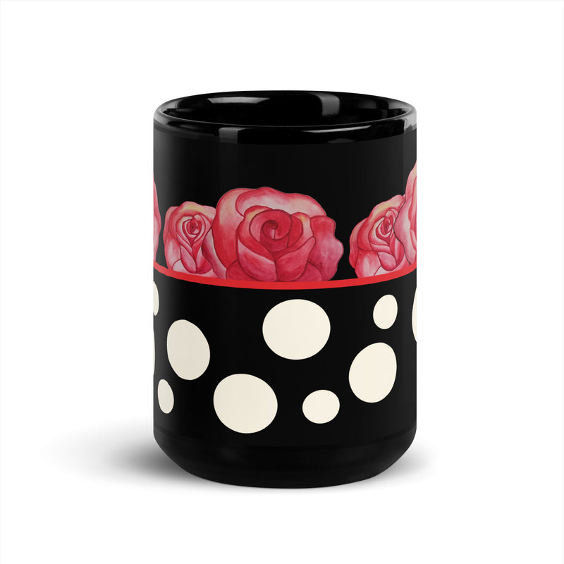 Rose Black Glossy Mug 15oz