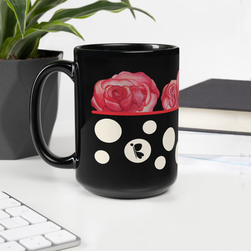 Rose Black Glossy Mug 15oz