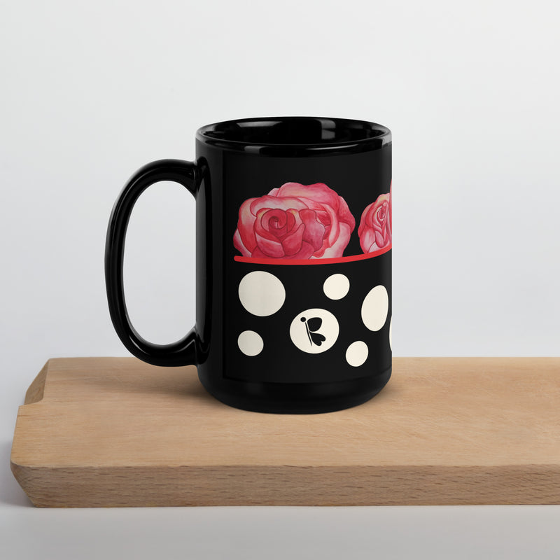 Rose Black Glossy Mug 15oz
