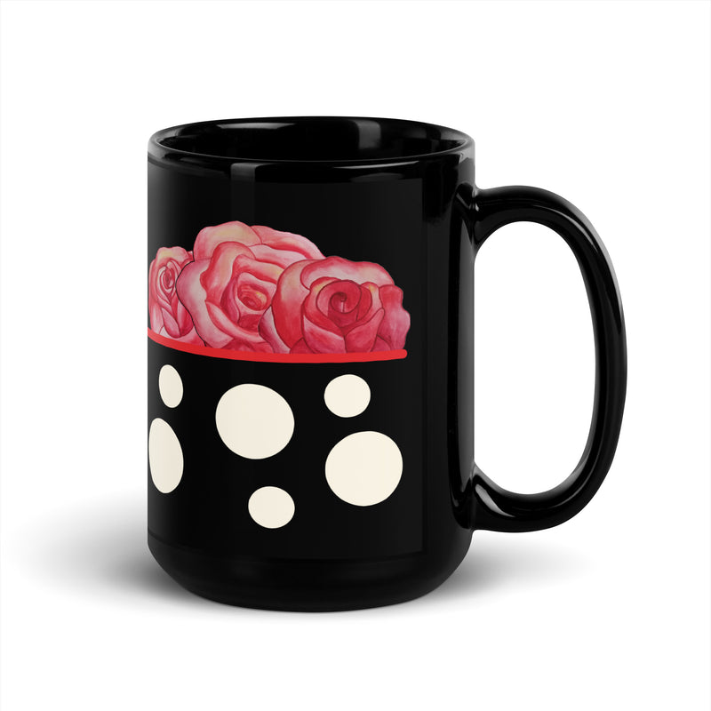 Rose Black Glossy Mug 15oz