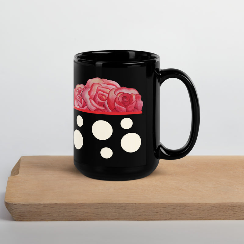 Rose Black Glossy Mug 15oz