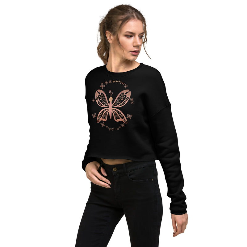 Sienna "Beautiful" Fleece Crop Sweatshirt