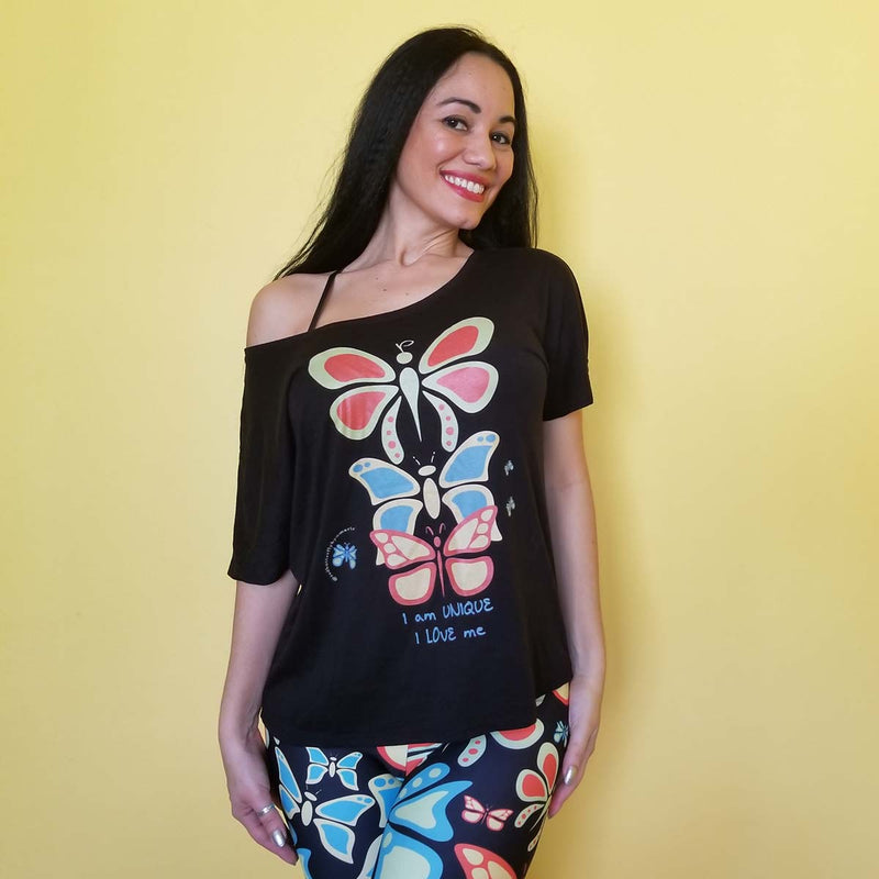 RedButterfly by Omaris, graphic tee, butterfly inspired, slouchy blouses, matching outfits