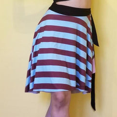 RedBlossom Stripe Wrap Skirt.  The full circle printed wrap skirt is designed to fill all the beautiful curves. Very comfy and unique style. One size skirt. by RedButterfly by Omaris