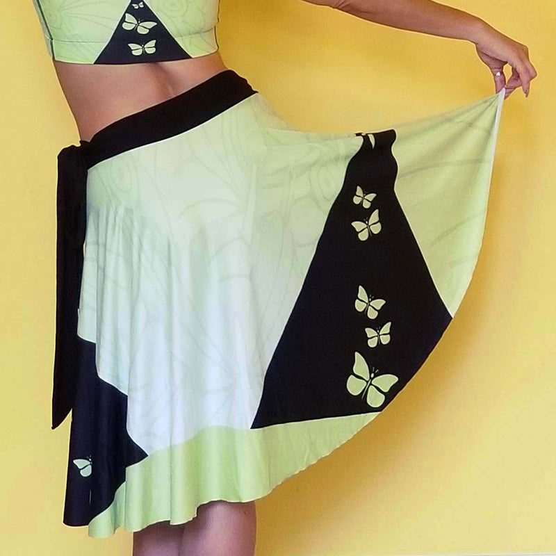 This Goddess Mint Wrap Skirt offers you a touch of classic, modern with a fresh of mint color. The full circle printed skirt is designed to fit al the beautiful curves. Very comfy and unique style. An excellent choice for traveling, going casual or dancewear.  - Medium weight soft jersey 92% polyester and 8% spandex - Available in one size. by RedButterfly by Omaris