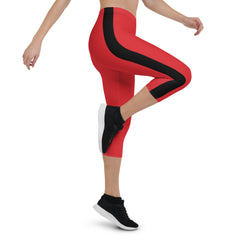 Feels like butter! RedButterfly Red Capri Leggings are super soft and comfortable. True size and sweatproof!   - 82% polyester, 18% spandex - 38–40 UPF - Material has a four-way stretch, which means fabric stretches and recovers on the cross and lengthwise grains - Made with a smooth, comfortable microfiber yarn - Precision-cut and hand-sewn after printing