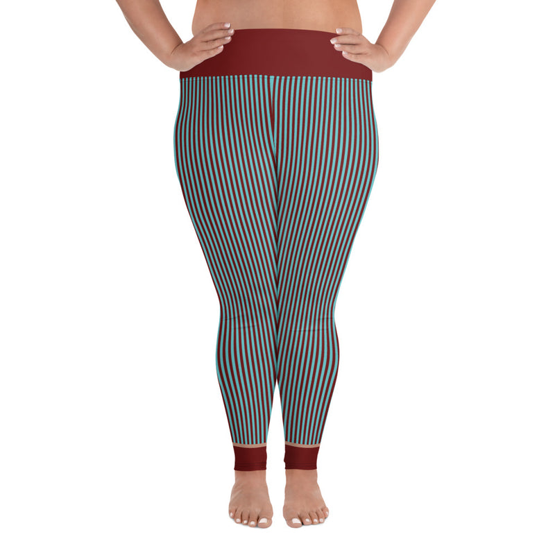 RedBlossom Blue Stripes Plus Size Leggings