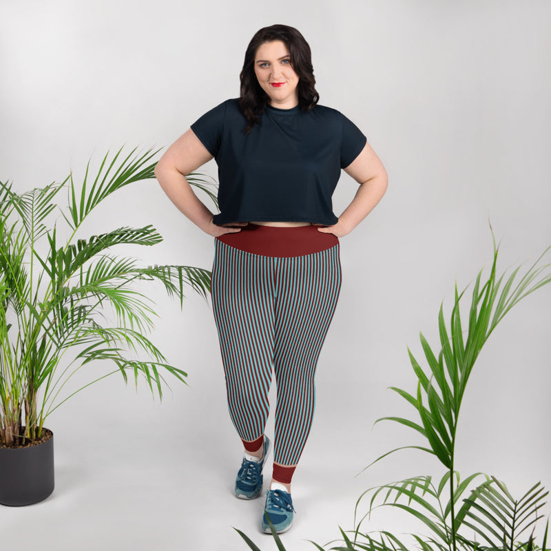 RedBlossom Blue Stripes Plus Size Leggings