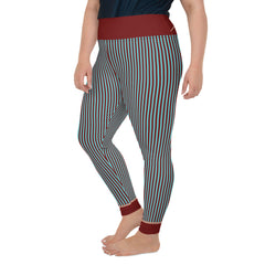 RedBlossom Blue Stripes Plus Size Leggings