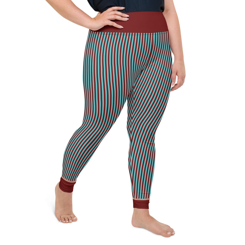 RedBlossom Blue Stripes Plus Size Leggings