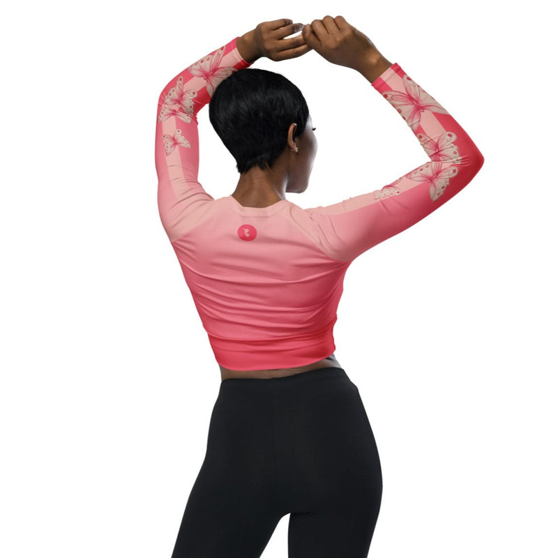 Goddess Pink Recycled Long Sleeve Crop Top