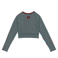 Redblossom Blue Stripes Recycled Long-Sleeve Crop Top