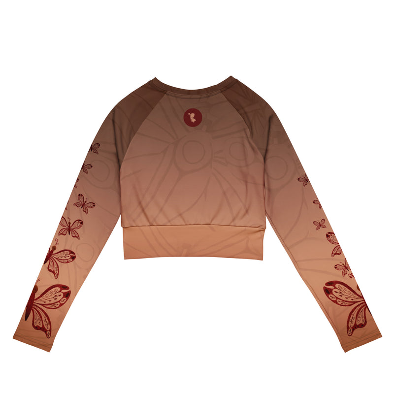 Sienna Butterfly Recycled Long-Sleeve Crop Top