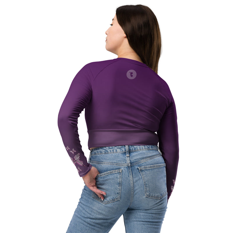 Goddess Purple Recycled Long-Sleeve Crop Top