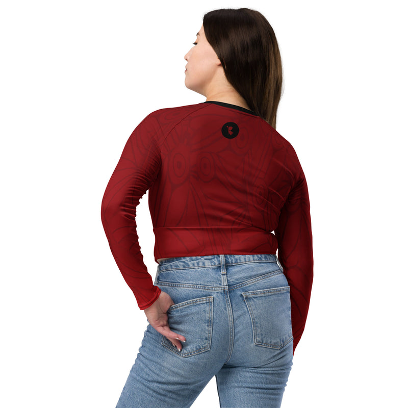 RedButterfly Red Recycled Long-Sleeve Crop Top