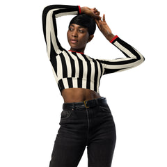 Rose Stripes Recycled Long-Sleeve Crop Top