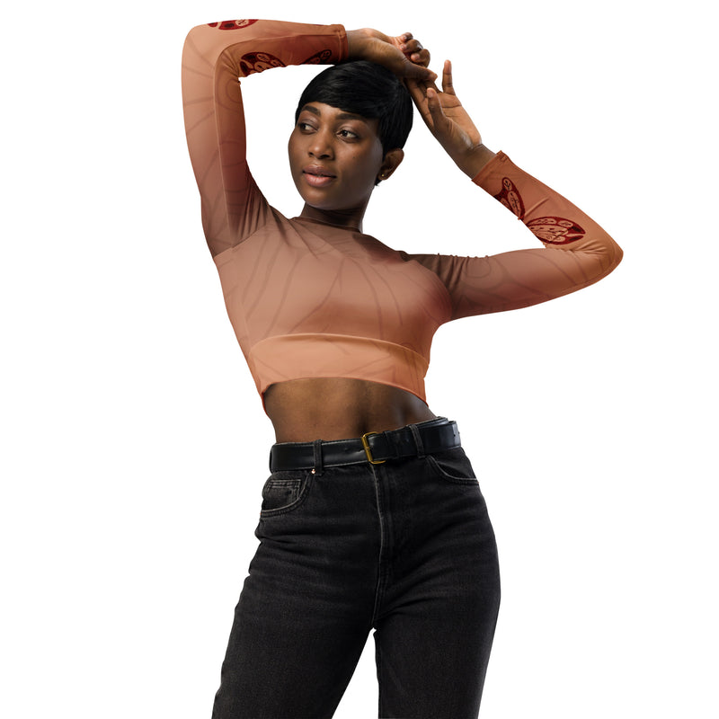 Sienna Butterfly Recycled Long-Sleeve Crop Top