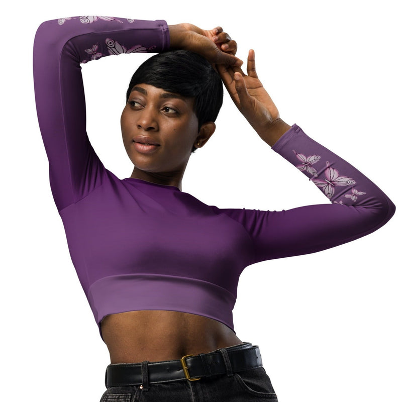 Goddess Purple Recycled Long-Sleeve Crop Top