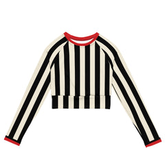 Rose Stripes Recycled Long-Sleeve Crop Top