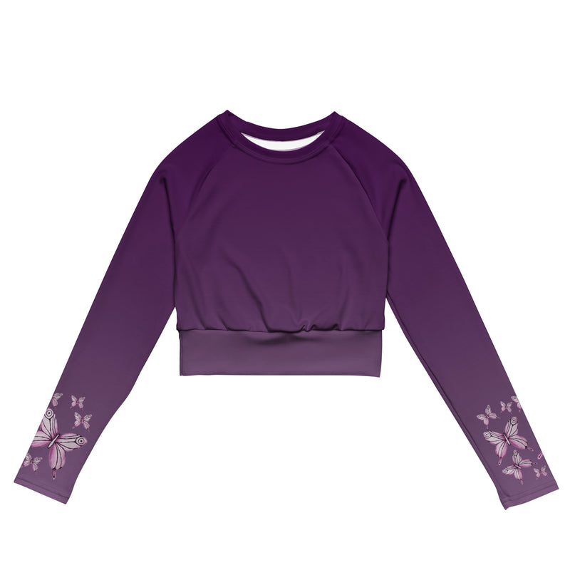 Goddess Purple Recycled Long-Sleeve Crop Top