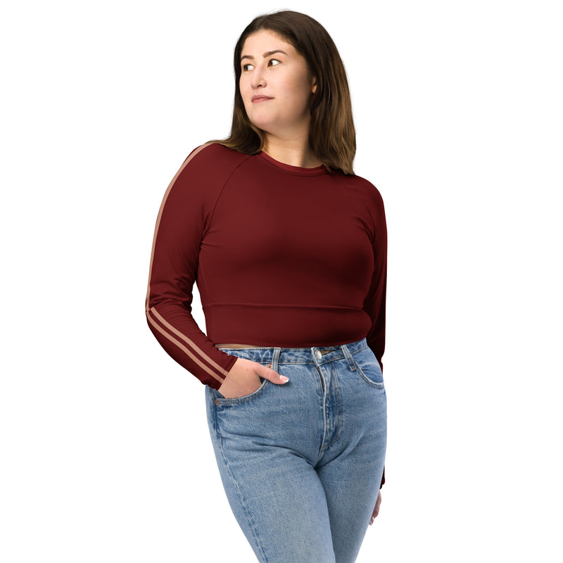 RedBlossom Brown Recycled Long-Sleeve Crop Top