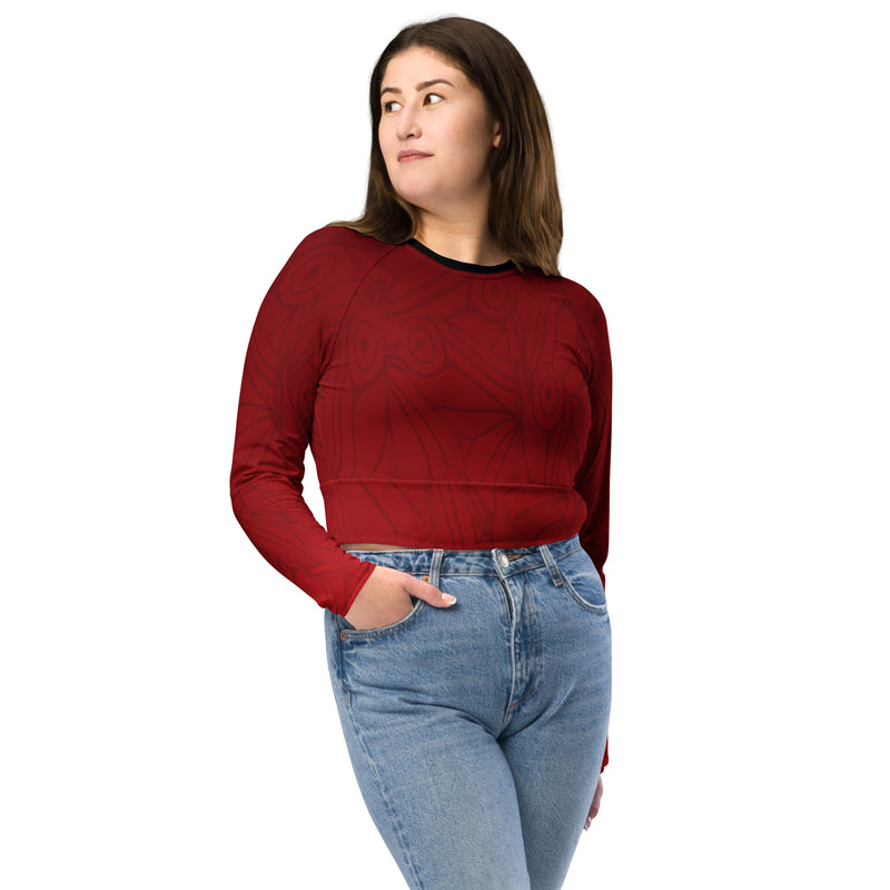 RedButterfly Red Recycled Long-Sleeve Crop Top