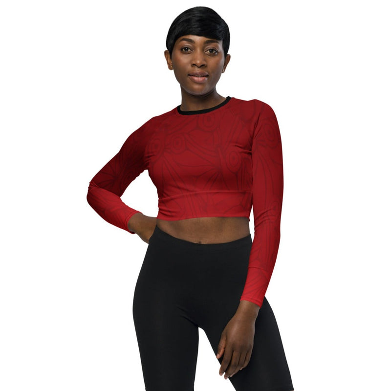 RedButterfly Red Recycled Long-Sleeve Crop Top