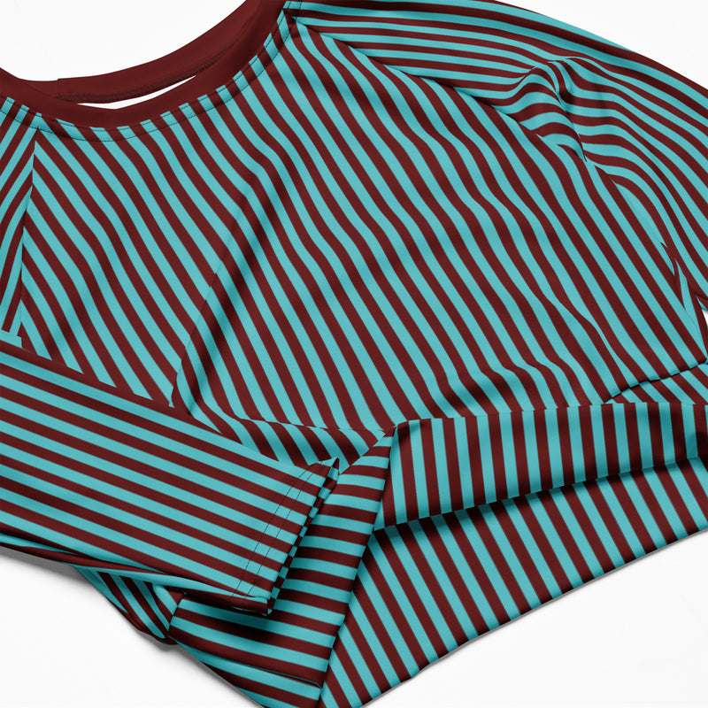 Redblossom Blue Stripes Recycled Long-Sleeve Crop Top