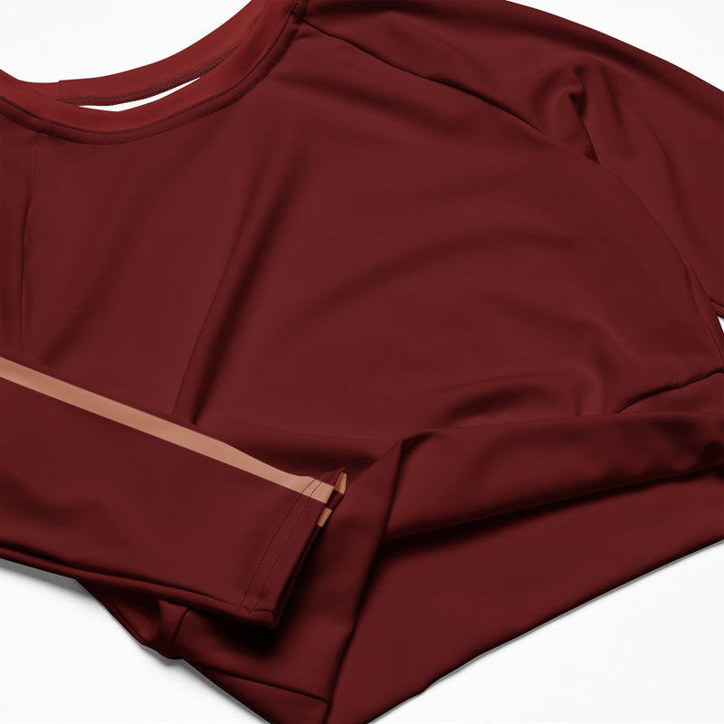 RedBlossom Brown Recycled Long-Sleeve Crop Top