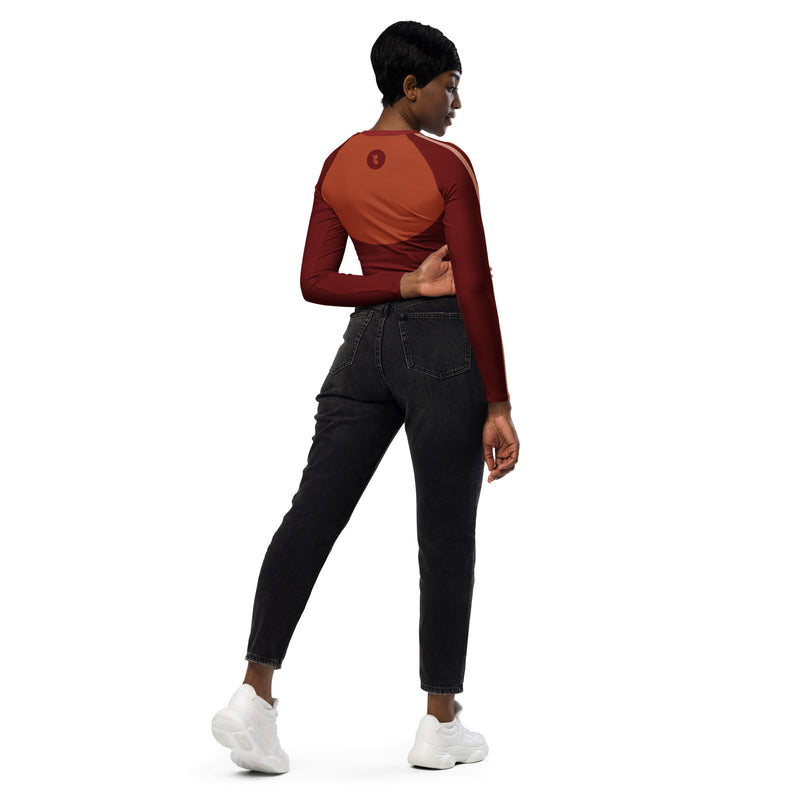 RedBlossom Brown Recycled Long-Sleeve Crop Top