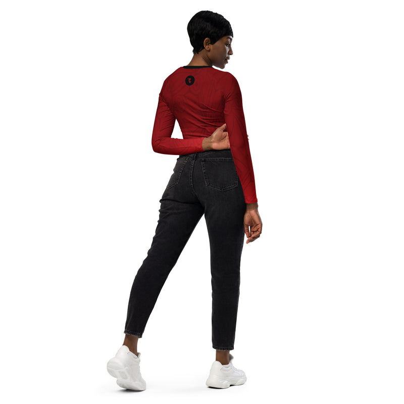 RedButterfly Red Recycled Long-Sleeve Crop Top