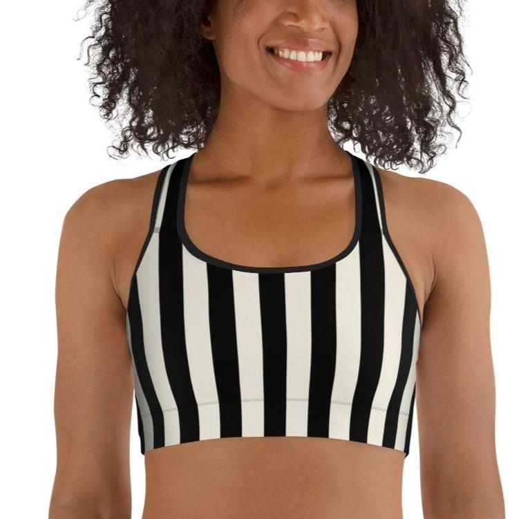 Buy Women's Striped Sports Bra with Racerback and Cutout Detail