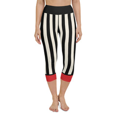 Rose Stripes Capris High Waisted