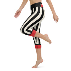 Rose Stripes Capris High Waisted