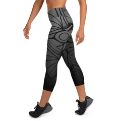 RedButterfly Grey High Waisted Yoga Capri Leggings