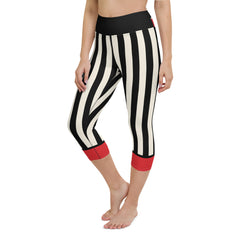 Rose Stripes Capris High Waisted