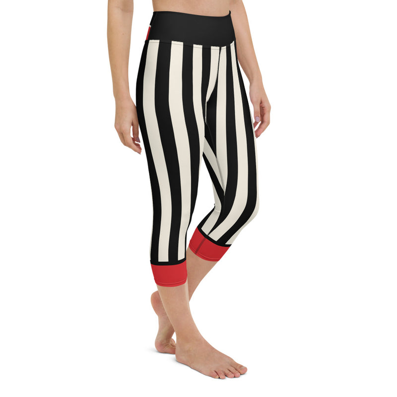 Rose Stripes Capris High Waisted