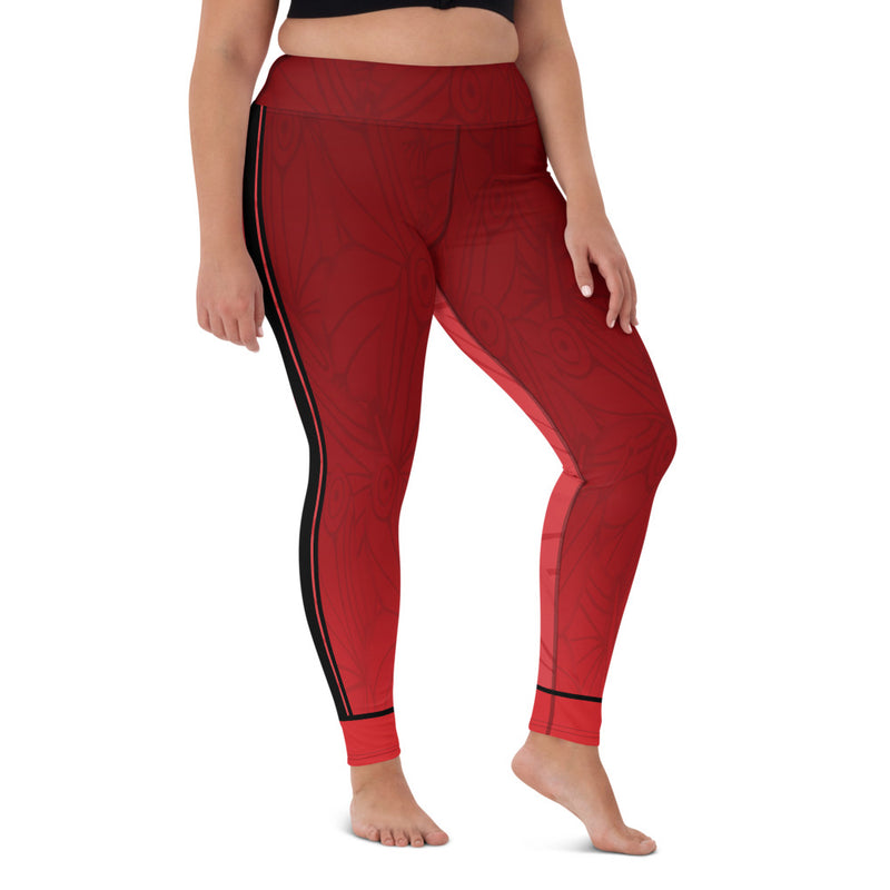 Super soft, stretchy, and comfortable RedButterfly Red High Waisted Yoga Leggings. Order these to make sure your next yoga session is the best one ever! Beautiful watercolor butterfly pattern  - 82% polyester, 18% spandex - Four-way stretch, which means fabric stretches and recovers on the cross and lengthwise grains. - Made with a smooth, comfortable microfiber yarn - Raised waistband