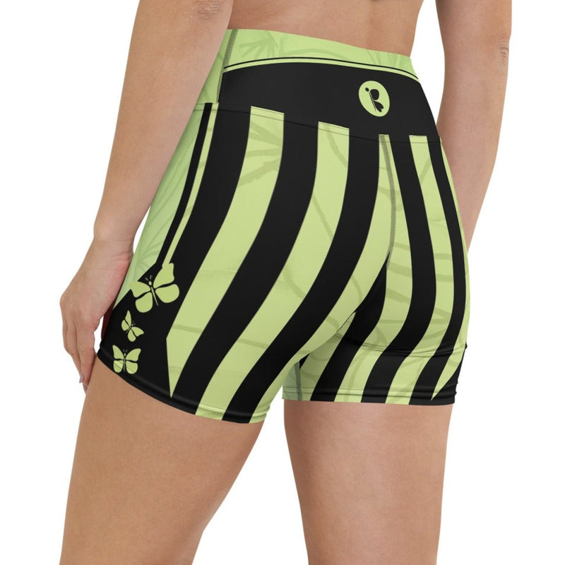 Goddess Mint Stripes Yoga Shorts