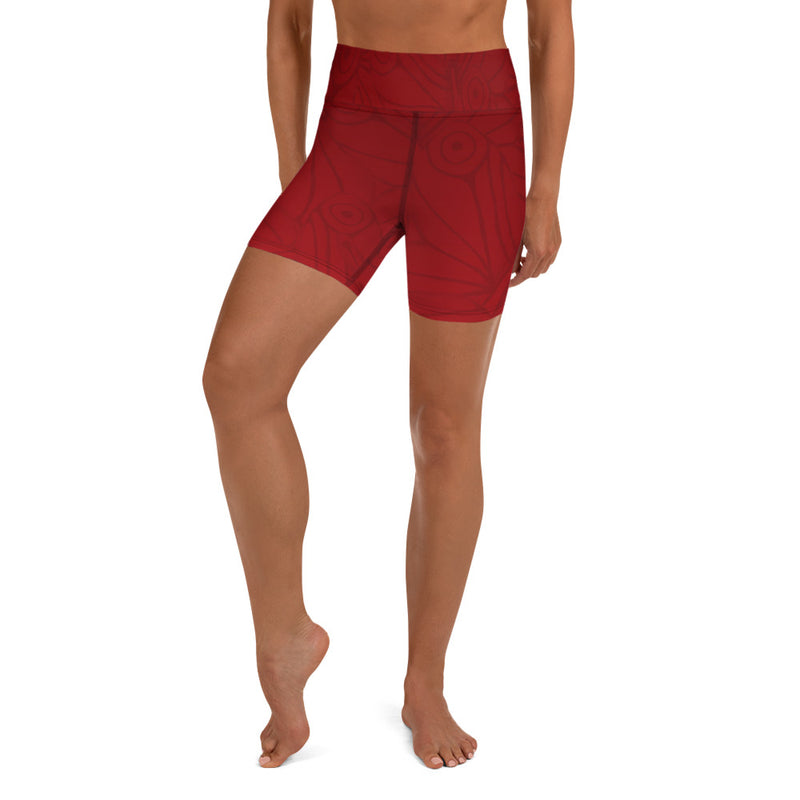 These RedButterfly Red Yoga Shorts have a body-flattering fit that will make you feel super comfortable even during the most intense workouts and dance lessons. They come with a high waistband and are made from soft microfiber yarn.  - 82% polyester, 18% spandex - Very soft four-way stretch fabric - Comfortable high waistband