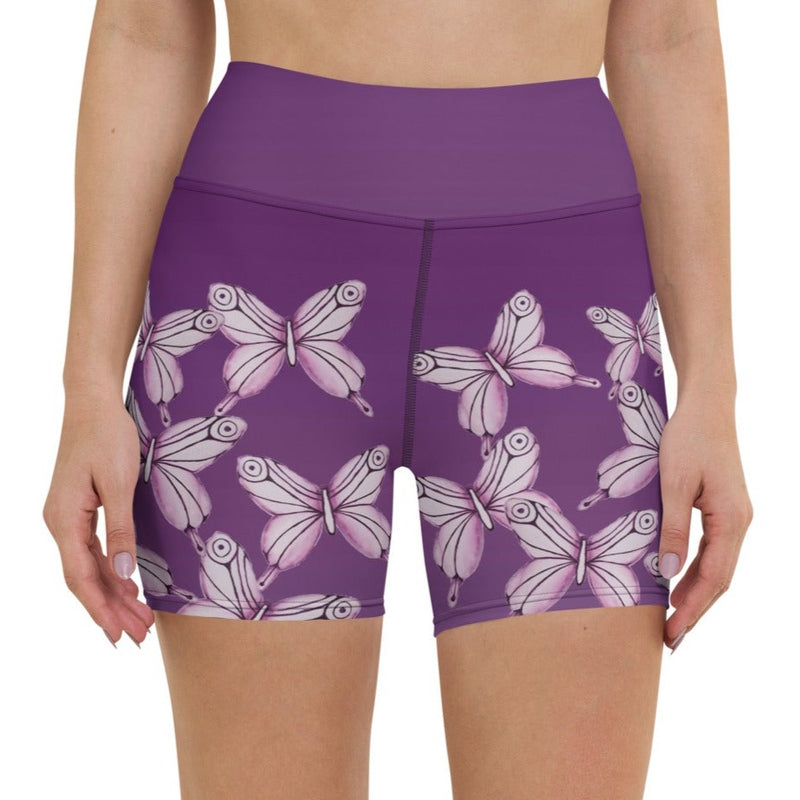 Goddess Purple Butterfly Yoga Shorts