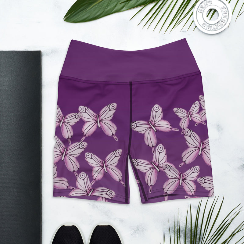 Goddess Purple Butterfly Yoga Shorts