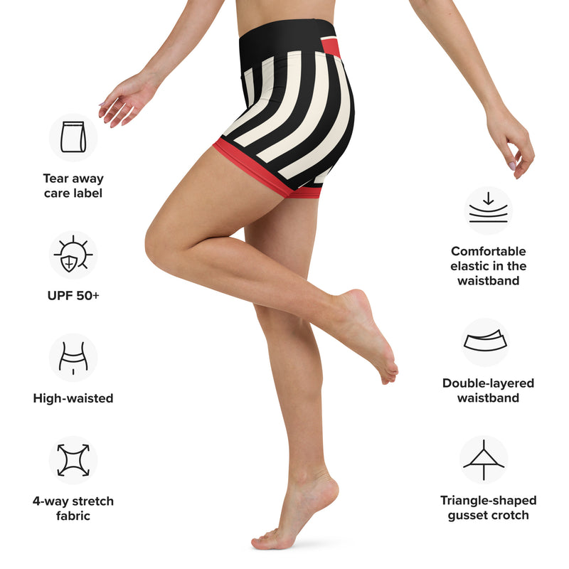 Rose Stripes Yoga Shorts