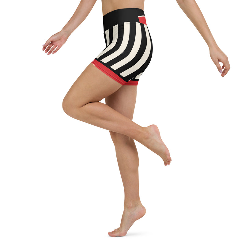 Rose Stripes Yoga Shorts