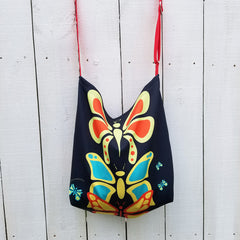 Butterflylove Tote is the perfect size for carrying a change of clothes, your Butterfly Makeup Bag, and why not? Your favorite book! . Tote made from a soft, supple double knit neoprene fabric, 92% polyester, 8% spandex. Butterfly vibrant design. Easy adjustable 44