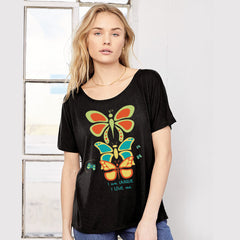 RedButterfly by Omaris, graphic tee, butterfly inspired, slouchy blouses, matching outfits